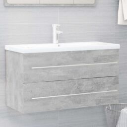 Berkfield Home 2 Piece Bathroom Furniture Set Concrete Grey Engineered Wood - thumbnail 6