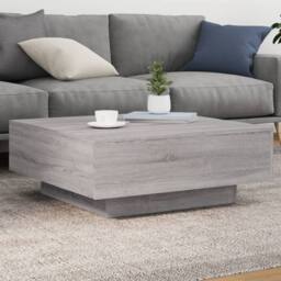 Berkfield Home Coffee Table with LED Lights Grey Sonoma 80x80x31 cm - Size: 80 x 80 x 31 cm - thumbnail 2
