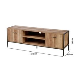 Home Source TV Unit Media Stand Storage Cabinet 2 Door Cupboard Shelf Storage in Natural - thumbnail 5