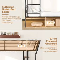 Gymax Single over Single Loft Bed Metal Bunk Bed with Desk With Ladders in Black - thumbnail 8
