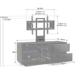"Centurion Supports GALLUS TV Cabinet for up to 55"" Flat Screen TV Unit With Mounting Arm in Black" - thumbnail 5