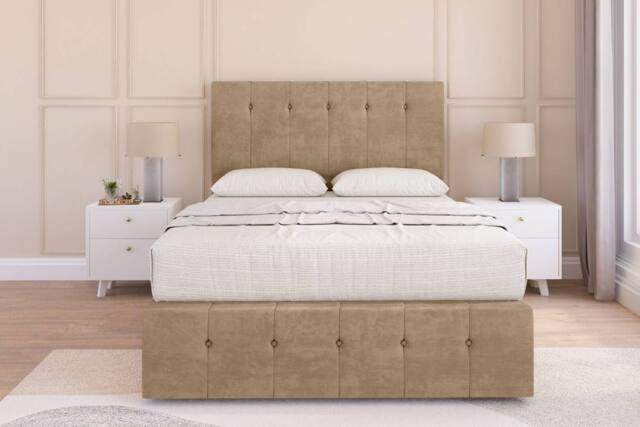 "Sloomy Cambridge Naples Divan Base 2 Drawers-54"" Headboard & 12"" Footboard in Light Brown - Size: Single" - image 1