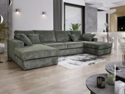 Furniture 786 Family Large Double Sofa with Footstool U-Shaped in Grey - Size: 1 Pack - thumbnail 1