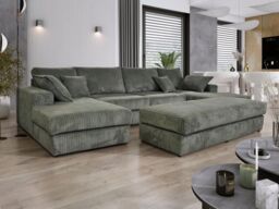 Furniture 786 Family Large Double Sofa with Footstool U-Shaped in Grey - Size: 1 Pack - thumbnail 2