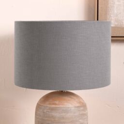 Ruma Grey Self Lined Linen Drum Lamp Shade for Table Lamps & Floor Lamps