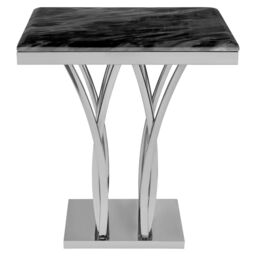 Orsina Stunning White Marble & Gold Side Table, Gold Polished Bedside Table, Square Shaped Table With Marble Top in Silver - thumbnail 6