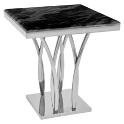 Orsina Stunning White Marble & Gold Side Table, Gold Polished Bedside Table, Square Shaped Table With Marble Top in Silver - thumbnail 2
