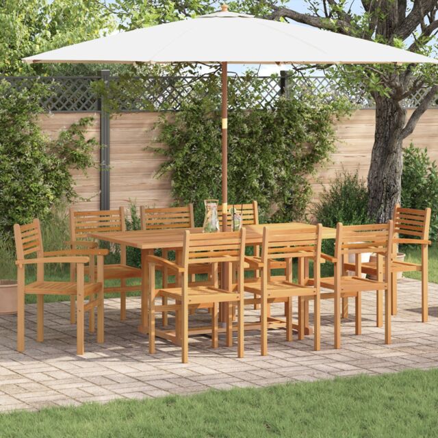 Berkfield Home Garden Stacking Chairs 8 pcs Brown 55.5 x 55.5 x 90 cm - image 1