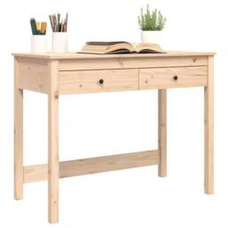 Berkfield Home Desk with Drawers 100x50x78 cm Solid Wood Pine in Light Brown - Size: 100 x 50 x 78 cm - thumbnail 4