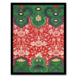 Artery8 Owen Jones Arabesque Floral Red Green Pattern Framed Wall Art Print - Size: A4 - thumbnail 1