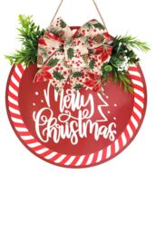Neel Blue Round Christmas Wall Hanging Sign - 29.5cm in Red - thumbnail 1
