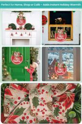 Neel Blue Round Christmas Wall Hanging Sign - 29.5cm in Red - thumbnail 6