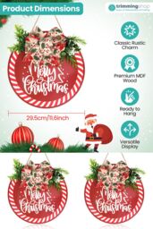 Neel Blue Round Christmas Wall Hanging Sign - 29.5cm in Red - thumbnail 2