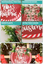 Neel Blue Round Christmas Wall Hanging Sign - 29.5cm in Red - thumbnail 5