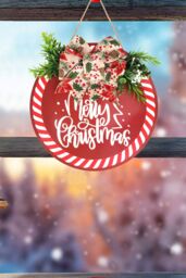 Neel Blue Round Christmas Wall Hanging Sign - 29.5cm in Red - thumbnail 3