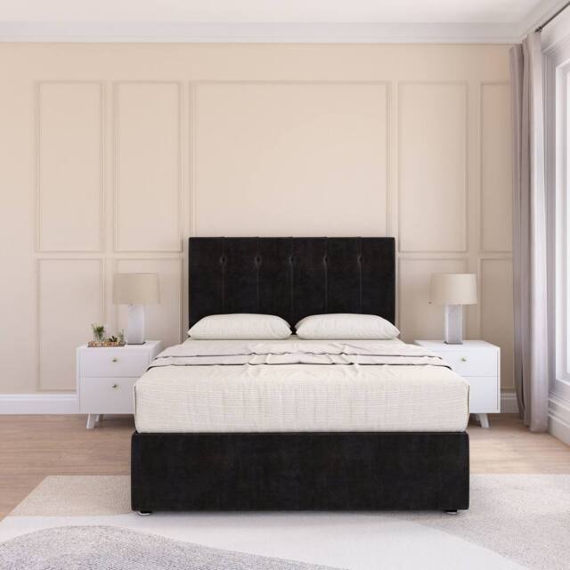 "Sloomy Cambridge Plush Divan Set 2 Drawers - 26"" Headboard-12"" Footboard in Pink - Size: Double" - image 1