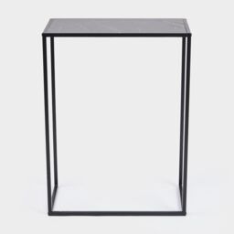 OHS Marble End Table Living Room Console Bedroom Side Nightstand Metal in Black - thumbnail 4