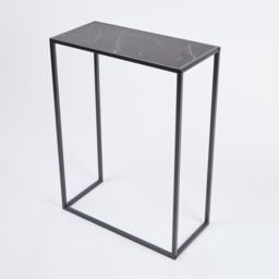 OHS Marble End Table Living Room Console Bedroom Side Nightstand Metal in Black - thumbnail 5