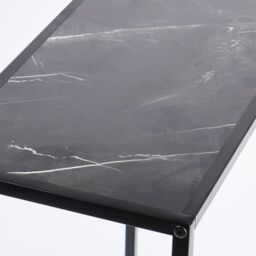 OHS Marble End Table Living Room Console Bedroom Side Nightstand Metal in Black - thumbnail 6