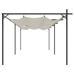 Berkfield Home Pergola with Retractable Roof Cream 589x292x230 cm in Beige - Size: 589 x 292 x 230 cm - thumbnail 4