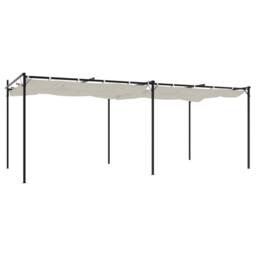 Berkfield Home Pergola with Retractable Roof Cream 589x292x230 cm in Beige - Size: 589 x 292 x 230 cm - thumbnail 5