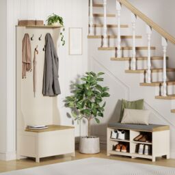 VonHaus Hallway Organiser Shoe Storage Bench with Seat in Cream - Size: 1 Pack - thumbnail 7