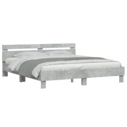 Berkfield Home Bed Frame with LED without Mattress Concrete Grey 180x200 cm Super King - thumbnail 5