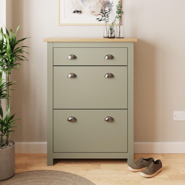 GFW Lancaster 2 Door 1 Drawer Shoe Cabinet in Green - image 1