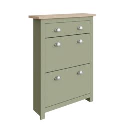 GFW Lancaster 2 Door 1 Drawer Shoe Cabinet in Green - thumbnail 3
