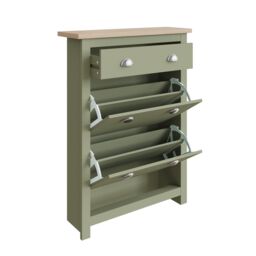 GFW Lancaster 2 Door 1 Drawer Shoe Cabinet in Green - thumbnail 4