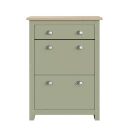 GFW Lancaster 2 Door 1 Drawer Shoe Cabinet in Green - thumbnail 2