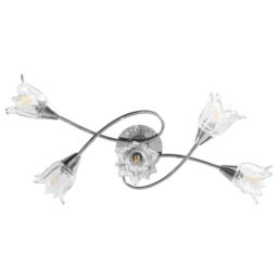 Berkfield Home Ceiling Lamp with Transparent Glass Shades for 5 E14 Bulbs Tulip in Black - thumbnail 5