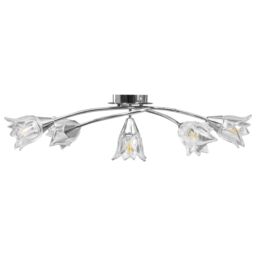 Berkfield Home Ceiling Lamp with Transparent Glass Shades for 5 E14 Bulbs Tulip in Black - thumbnail 4
