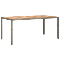 Berkfield Home Garden Table 190x90x75 cm Poly Rattan & Acacia Wood Grey - Size: 190 x 90 x 75 cm - thumbnail 2
