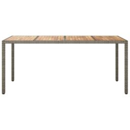 Berkfield Home Garden Table 190x90x75 cm Poly Rattan & Acacia Wood Grey - Size: 190 x 90 x 75 cm - thumbnail 3