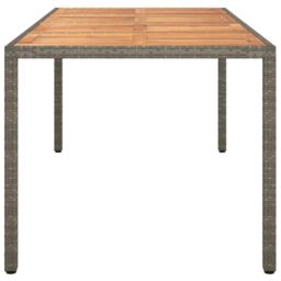 Berkfield Home Garden Table 190x90x75 cm Poly Rattan & Acacia Wood Grey - Size: 190 x 90 x 75 cm - thumbnail 4