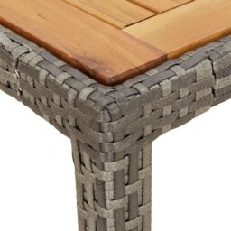 Berkfield Home Garden Table 190x90x75 cm Poly Rattan & Acacia Wood Grey - Size: 190 x 90 x 75 cm - thumbnail 5