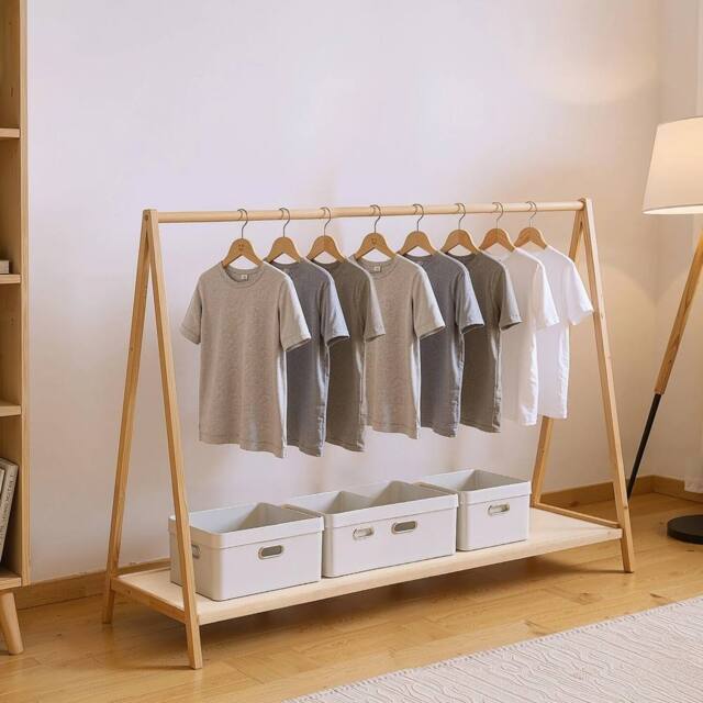 SPETLEK Bamboo Clothes Rail Foldable Coat Garment Rack Hanging in Brown - Size: Large - image 1