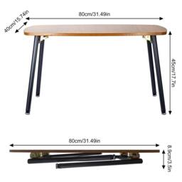 VOGREX Rustic 24x24 Inch Foldable Coffee Table Portable Wooden Small Rooms in Brown - thumbnail 2