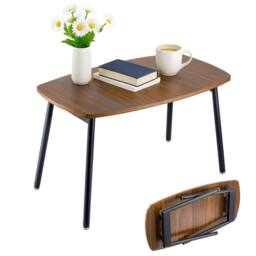 VOGREX Rustic 24x24 Inch Foldable Coffee Table Portable Wooden Small Rooms in Brown