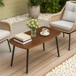 VOGREX Rustic 24x24 Inch Foldable Coffee Table Portable Wooden Small Rooms in Brown - thumbnail 5