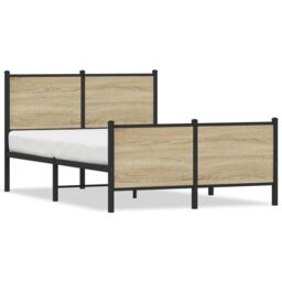 Berkfield Home Metal Bed Frame without Mattress Sonoma Oak 120x190 cm Small Double in Brown - thumbnail 2