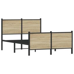 Berkfield Home Metal Bed Frame without Mattress Sonoma Oak 120x190 cm Small Double in Brown - thumbnail 3