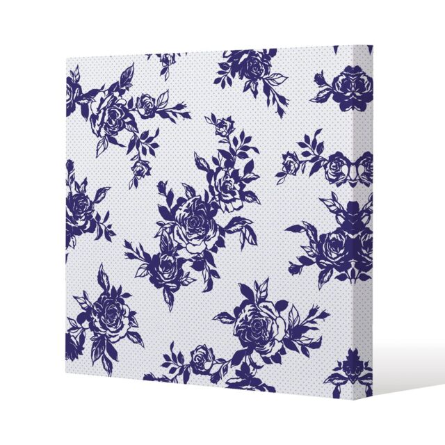 Benjamin Tate Design Roses Print On Polka Dots (Canvas Print) / 90 x 90 x 4cm in Natural - Size: 90 x 90 x 4 cm - image 1