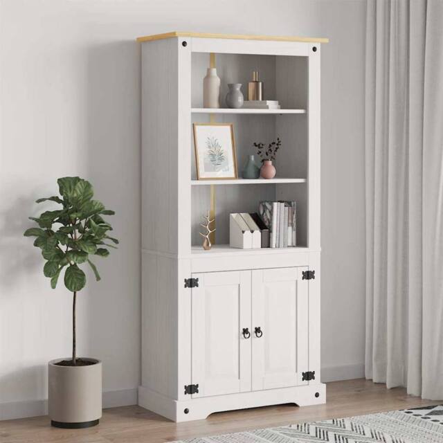 Berkfield Home Decorative Cupboard Mexican Pine Corona Range White 80x40x170 cm - Size: 80 x 40 x 170 cm - image 1