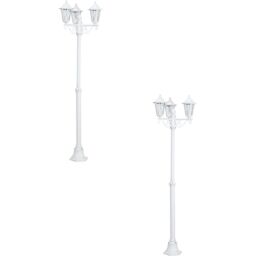 Loops 2 PACK IP44 Outdoor Bollard Light White Aluminium Lantern 3 Arm E27 Lamp Post