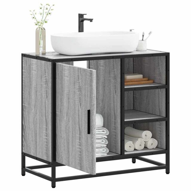 Berkfield Home Bathroom Sink Cabinet Grey Sonoma 65x33x60 cm Engineered Wood - Size: 65 x 33 x 60 cm - image 1