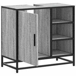 Berkfield Home Bathroom Sink Cabinet Grey Sonoma 65x33x60 cm Engineered Wood - Size: 65 x 33 x 60 cm - thumbnail 6