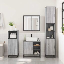 Berkfield Home Bathroom Sink Cabinet Grey Sonoma 65x33x60 cm Engineered Wood - Size: 65 x 33 x 60 cm - thumbnail 3