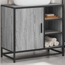 Berkfield Home Bathroom Sink Cabinet Grey Sonoma 65x33x60 cm Engineered Wood - Size: 65 x 33 x 60 cm - thumbnail 4